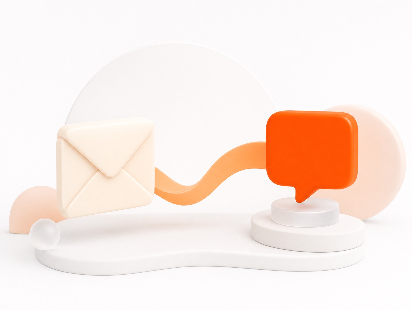 A ribbon flowing between an envelope and a speech bubble