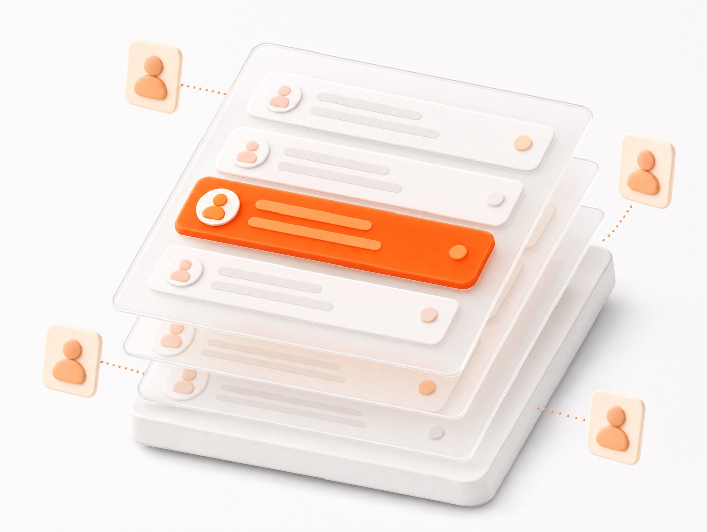 Layered panels representing a shared team inbox